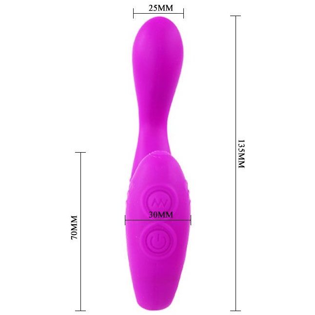 Фиолетовый вагинально-клиторальный вибромассажер с пультом ДУ - 13,5 см - Pretty Love. Фотография 2.