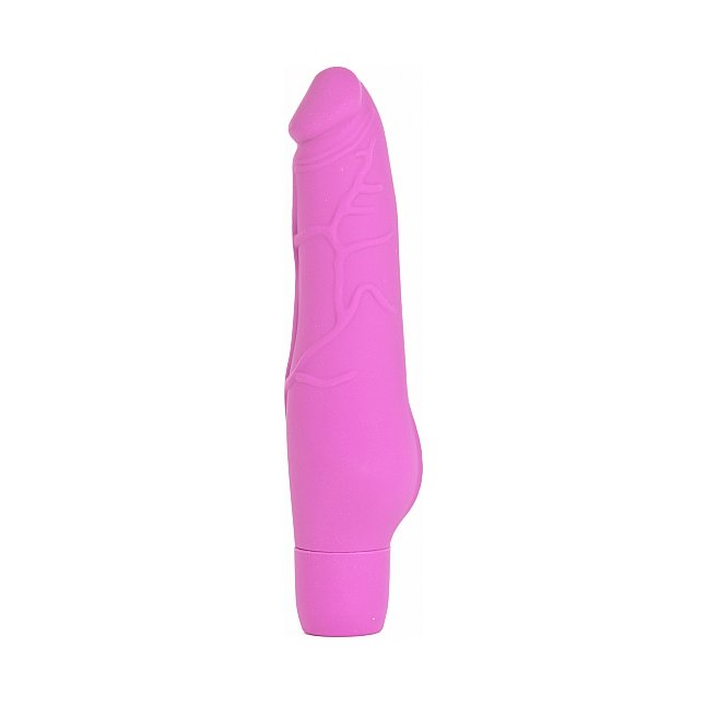 Розовый силиконовый фаллоимитатор с вибрацией - 25,2 см - Shots Toys. Фотография 2.
