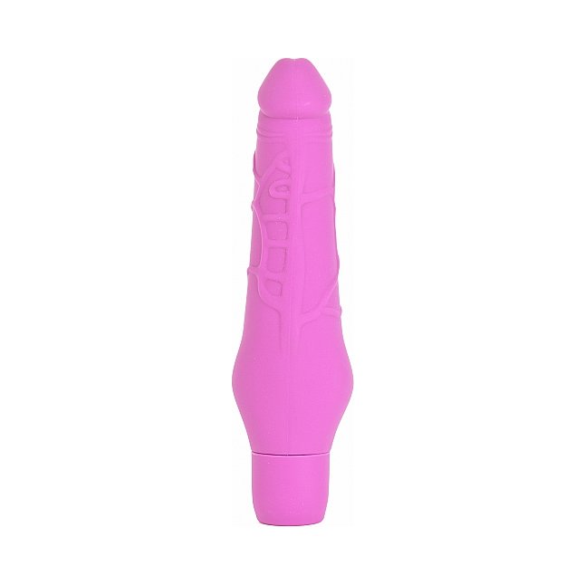 Розовый силиконовый фаллоимитатор с вибрацией - 25,2 см - Shots Toys