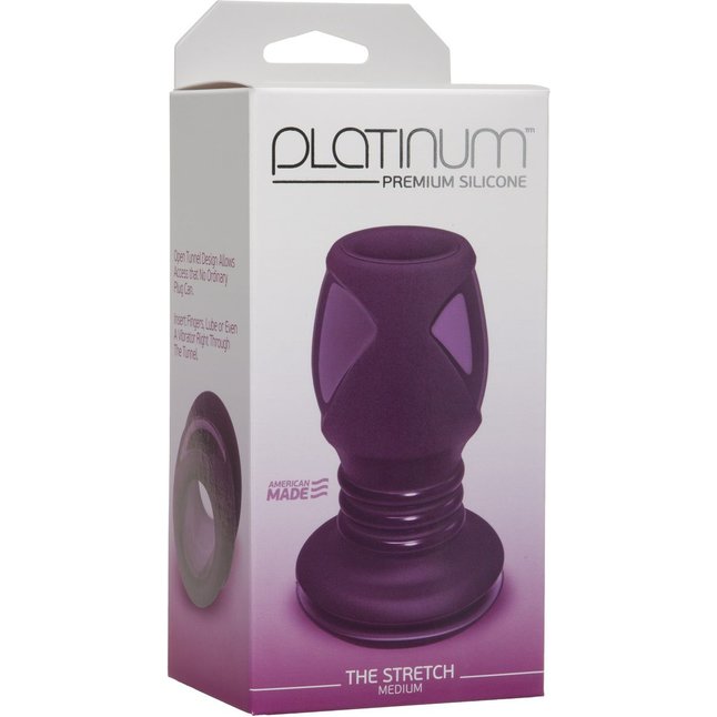 Фиолетовая анальная пробка с тоннелем The Stretch Medium - 10,7 см - Platinum Premium Silicone. Фотография 2.