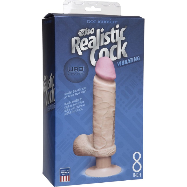 Вибромассажер-реалистик на присоске The Realistic Cock ULTRASKYN Vibrating 8”- 23,5 см - The Realistic Cock. Фотография 2.