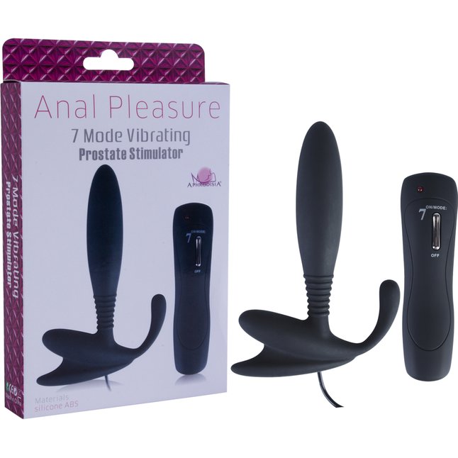 Чёрный стимулятор простаты Anal Pleasure 7 Mode Prostate - 12 см