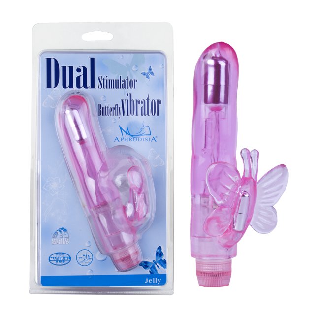 Розовый вибростимулятор розовый Dual Stimulator Butterfly