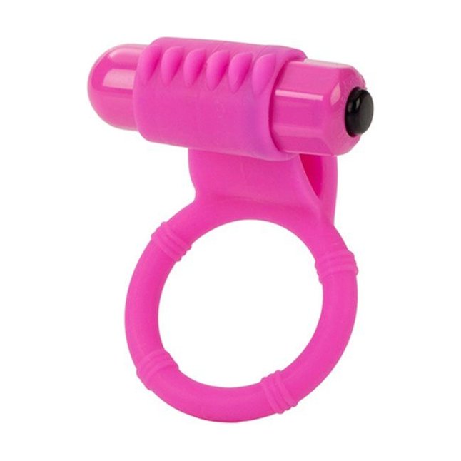 Розовое эрекционнное кольцо с двумя положениями вибростимулятора - Lia