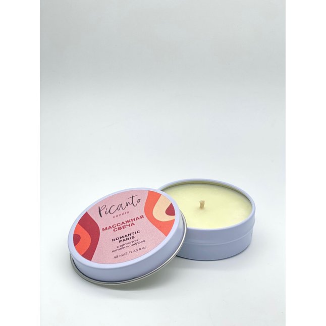 Массажная свеча Picanto Romantic Paris с ароматом ванили и сандала. Фотография 3.