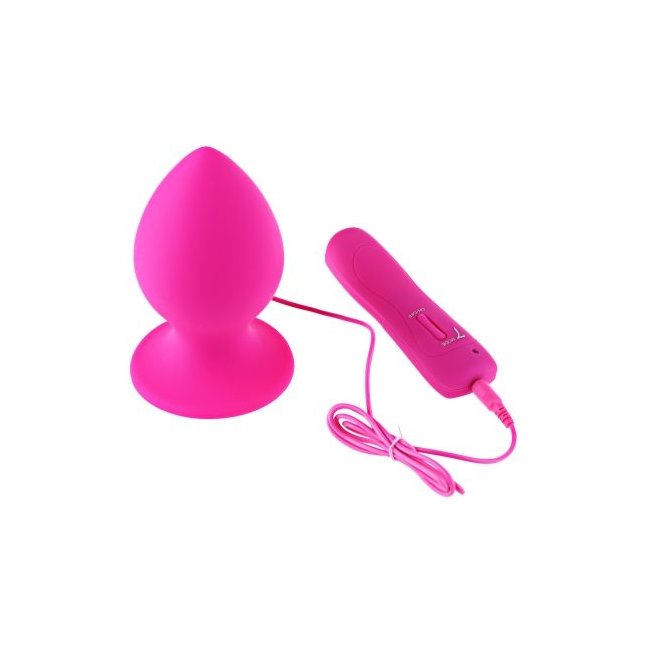 Розовый виброплаг с выносным пультом Anal Plug L - 9 см