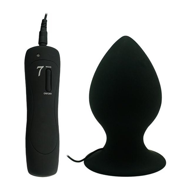 Черный виброплаг с выносным пультом Anal Plug XL - 11,4 см
