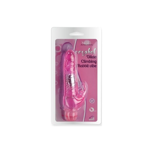 Розовый вибратор Crystal Dildo Climbing Rabbit Vibe - 22 см. Фотография 2.