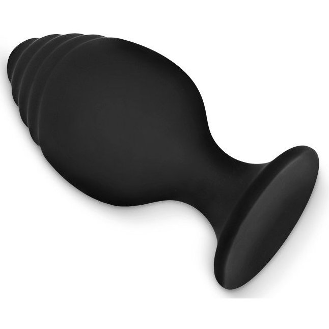 Черная силиконовая рельефная анальная пробка - 8,5 см. Фотография 2.