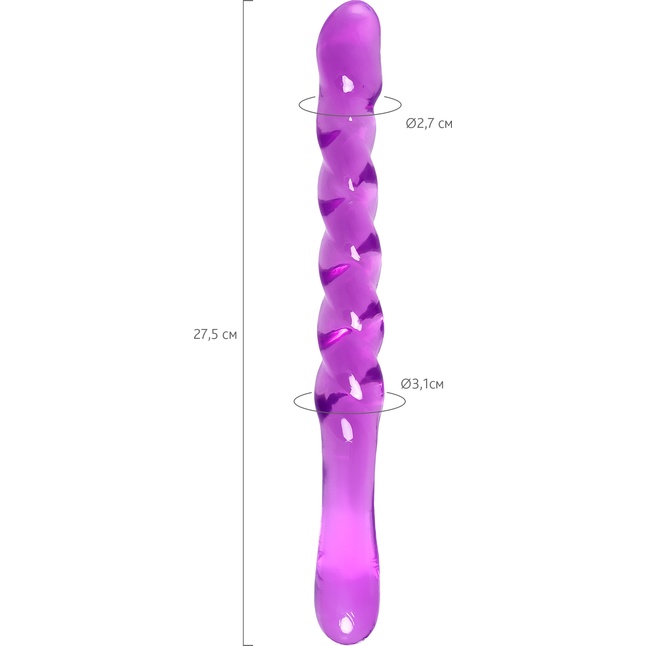 Фиолетовый двусторонний фаллоимитатор Tanza - 27,5 см. Фотография 4.