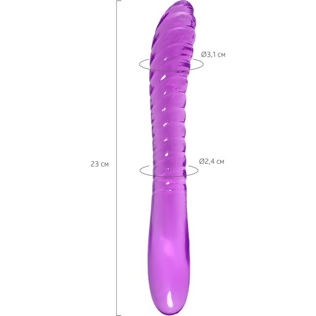Фиолетовый двусторонний фаллоимитатор Frica - 23 см. Фотография 5.