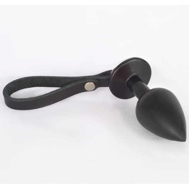 Черная анальная пробка с ремешком - 7 см - Sitabella accessories