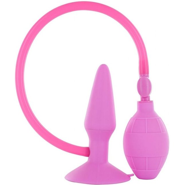 Розовая анальная пробка с расширением Inflatable Butt Plug Small - 10 см