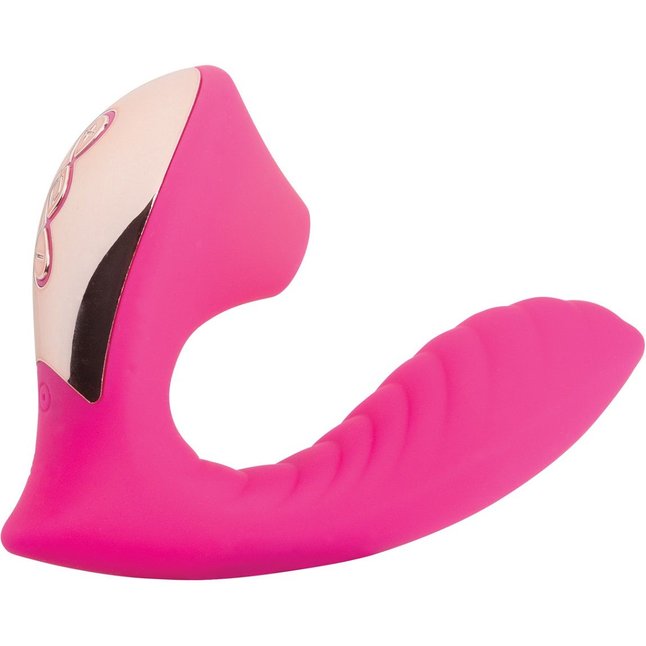 Ярко-розовый вибромассажёр с вакуумной стимуляцией Vaginal Suction Lover. Фотография 3.