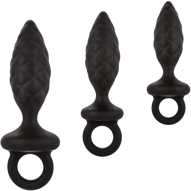 Набор из 3 черных анальных пробок Silicone Anal Probe Kit - Anal Toys