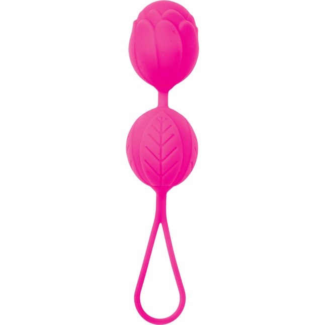 Розовые рельефные вагинальные шарики со шнурком. Фотография 2.