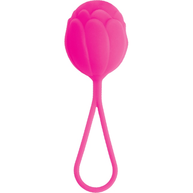 Розовый рельефный вагинальный шарик со шнурком. Фотография 2.