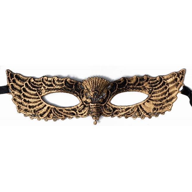 Пикантная золотистая женская карнавальная маска - 963-ХХ - Карнавальные маски. Фотография 3.