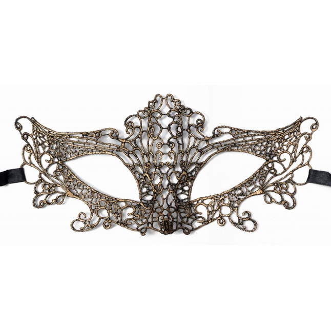Роскошная золотистая женская карнавальная маска - 963-ХХ - Карнавальные маски. Фотография 3.