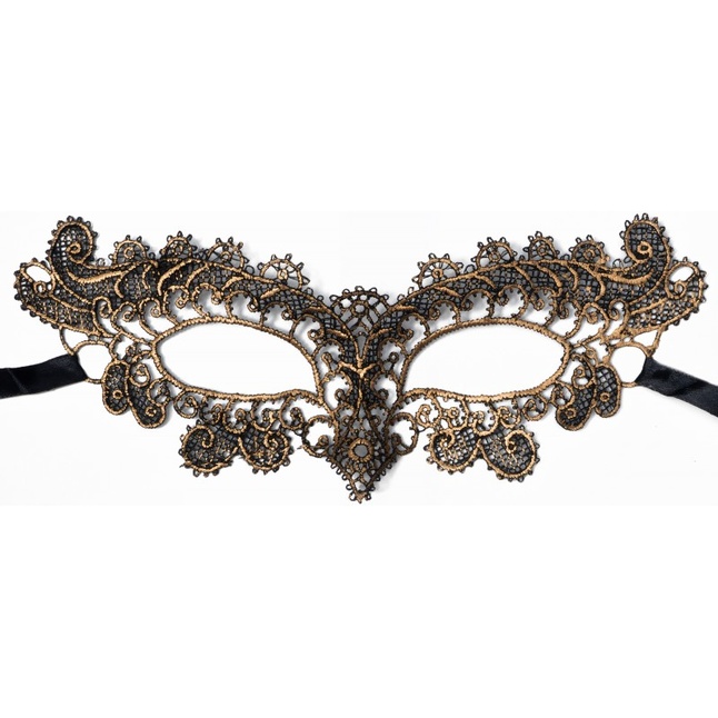 Изысканная золотистая женская карнавальная маска - 963-ХХ - Карнавальные маски. Фотография 3.