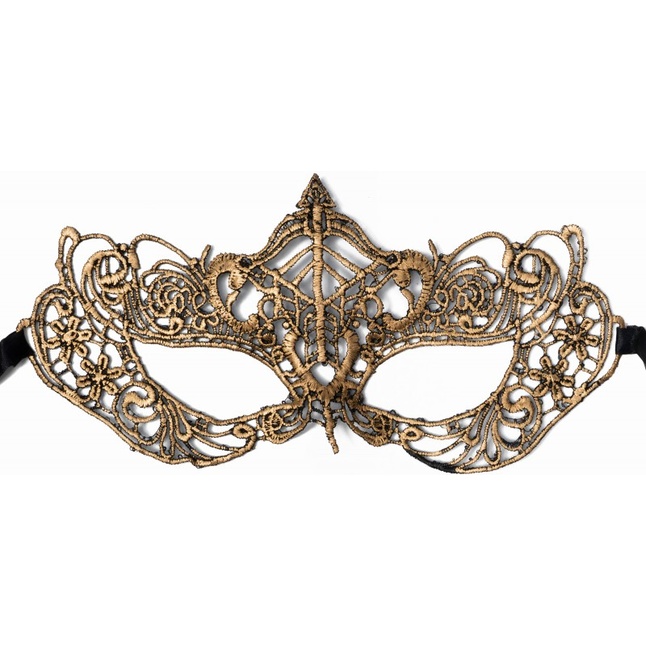 Пикантная золотистая карнавальная маска - 963-ХХ - Карнавальные маски. Фотография 3.