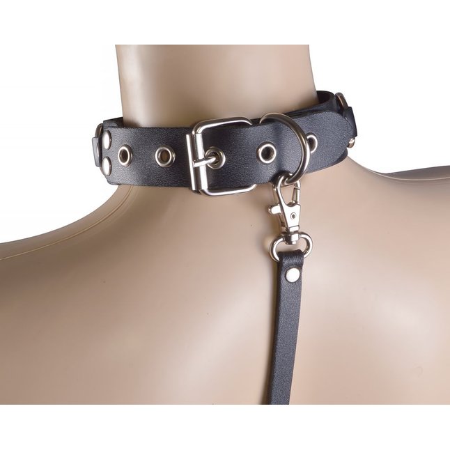 Черный кожаный ошейник Властелин колец - BDSM accessories. Фотография 2.
