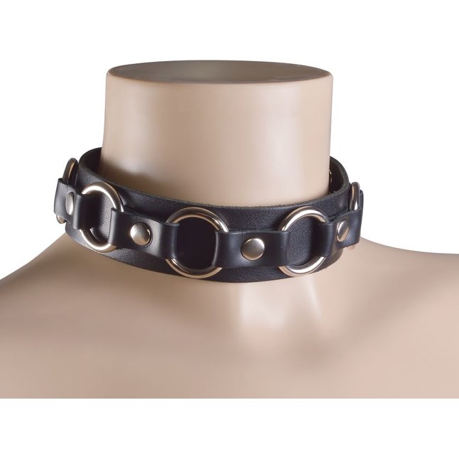 Черный кожаный ошейник Властелин колец - BDSM accessories