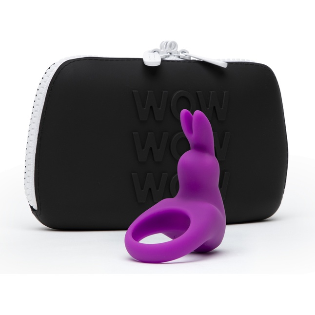 Фиолетовое эрекционное виброкольцо Happy Rabbit Cock Ring Kit. Фотография 4.