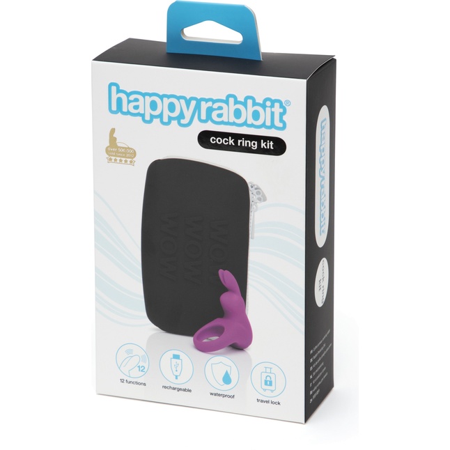 Фиолетовое эрекционное виброкольцо Happy Rabbit Cock Ring Kit. Фотография 6.