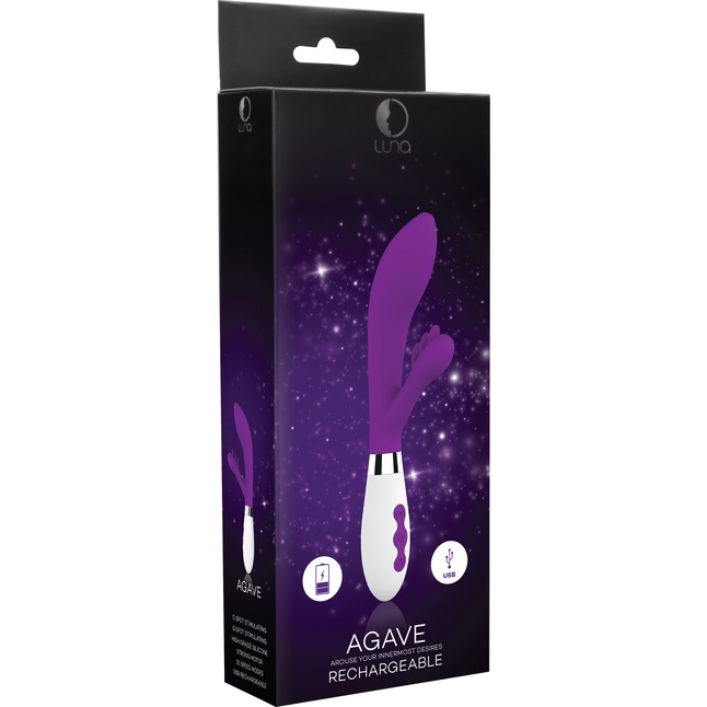 Фиолетовый вибратор-кролик Agave - 23,1 см - Luna. Фотография 4.