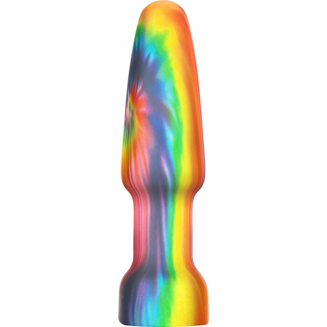 Разноцветная анальная пробка с эффектом римминга Peace Love Tie-Dye - 15,2 см. Фотография 5.