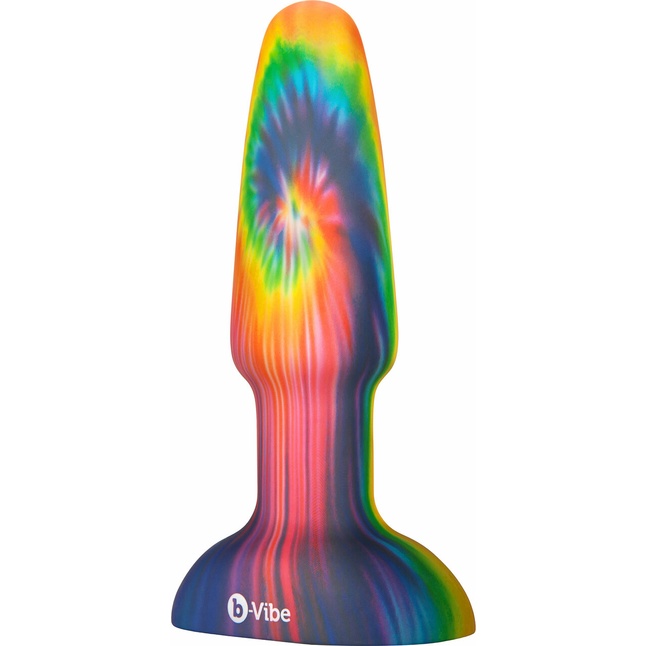 Разноцветная анальная пробка с эффектом римминга Peace Love Tie-Dye - 15,2 см. Фотография 6.