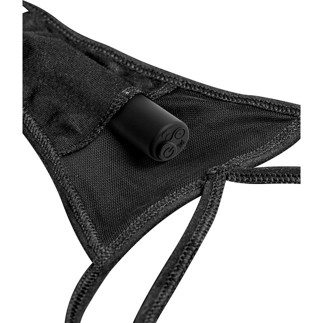 Черные трусики Remote Lace Peek-a-Boo S-M-L с вибрацией и анальным стимулятором - Hookup Panties. Фотография 3.