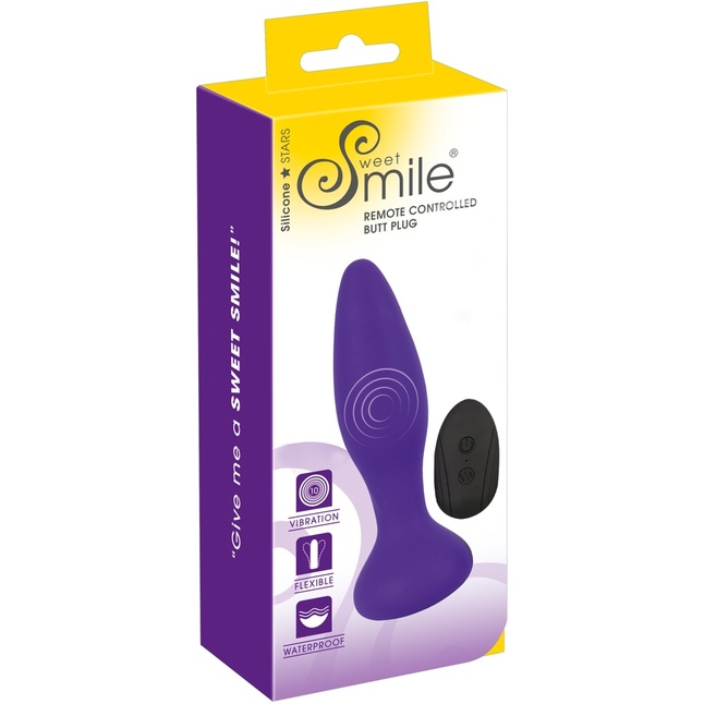 Фиолетовая анальная вибропробка RC Butt Plug - 14,5 см - Sweet Smile. Фотография 10.