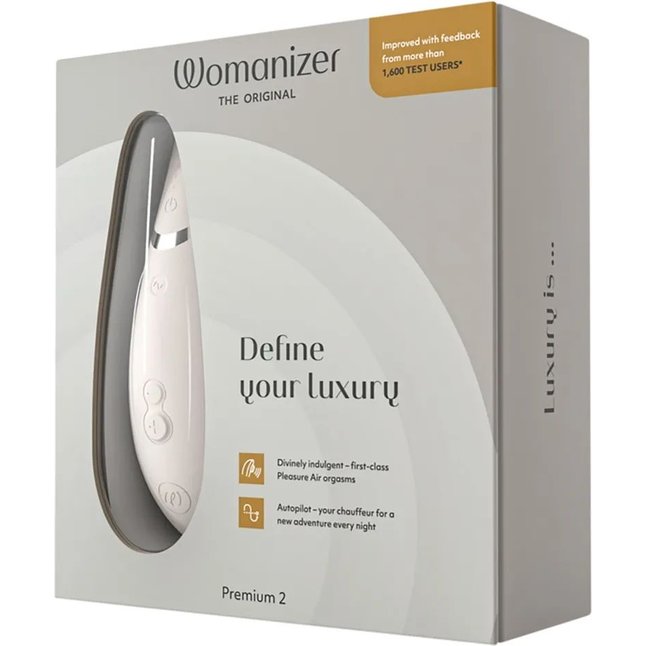 Светло-серый клиторальный стимулятор Womanizer Premium 2. Фотография 11.