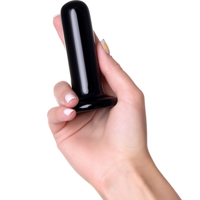 Черный стеклянный мини-вибратор - 10 см - Sexus Glass. Фотография 3.