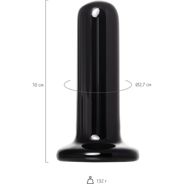 Черный стеклянный мини-вибратор - 10 см - Sexus Glass. Фотография 4.
