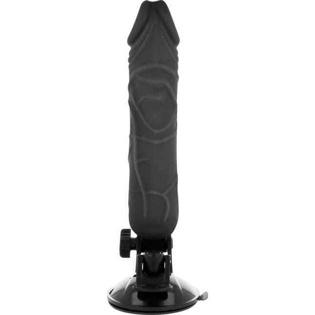 Черный вибратор на мощной присоске Basecock Realistic Vibrator - 20 см. Фотография 2.