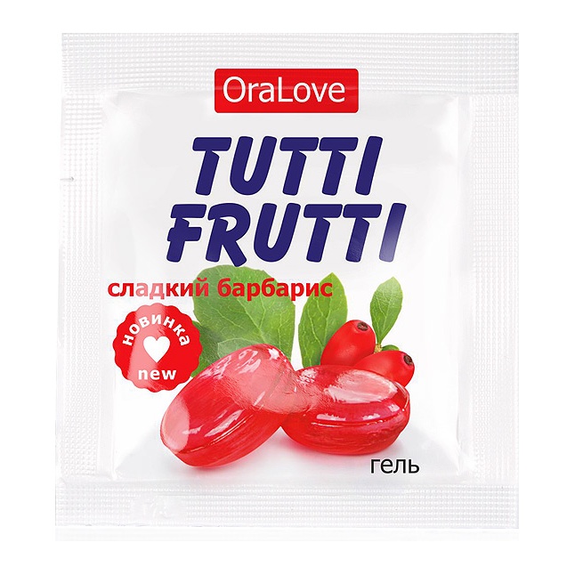 Гель-смазка Tutti-frutti со вкусом барбариса - 4 гр - Одноразовая упаковка