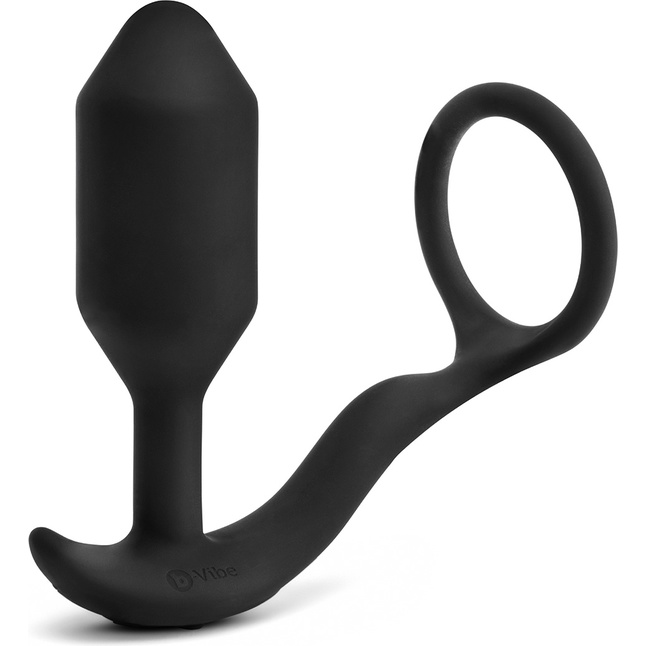Черная анальная вибропробка с эрекционным кольцом Vibrating Snug Tug M