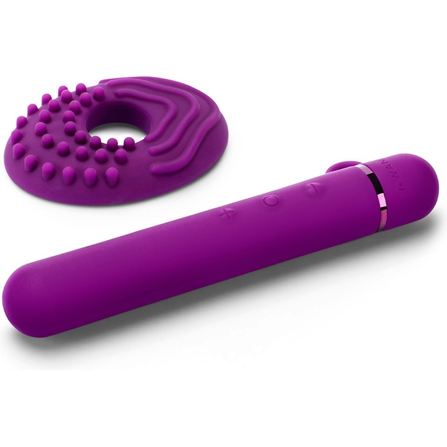 Фиолетовый мини-вибратор Le Wand Baton с текстурированной насадкой - 11,9 см
