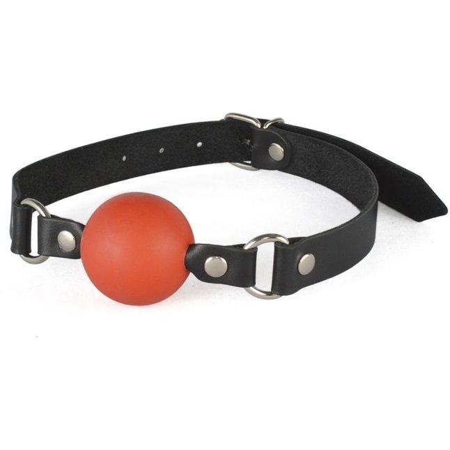 Красный кляп-шар на черных кожаных ремешках - BDSM accessories
