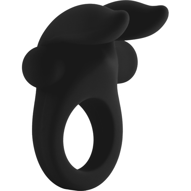 Черное эрекционное виброкольцо Bunny Silicone Cockring With Stimulating Ears - Mjuze