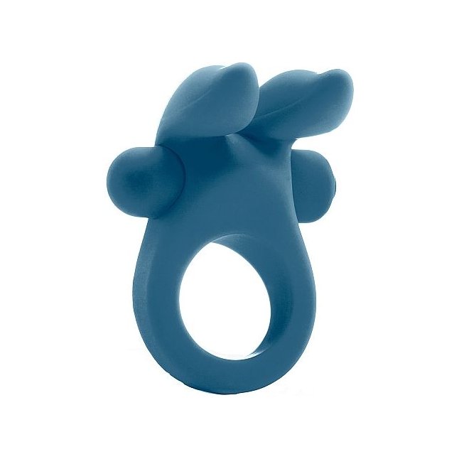 Синее эрекционное виброкольцо Bunny Silicone Cockring With Stimulating Ears - Mjuze