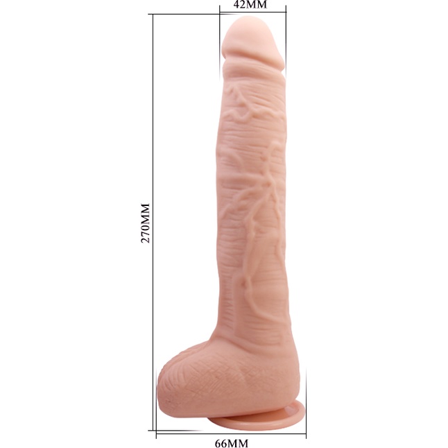 Телесный фаллоимитатор-гигант на присоске Dick - 27 см. Фотография 4.