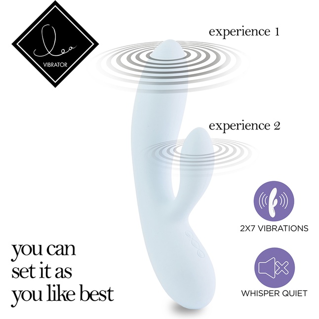 Нежно-голубой вибратор-кролик Lea Rabbit Vibrator - 20,2 см. Фотография 2.