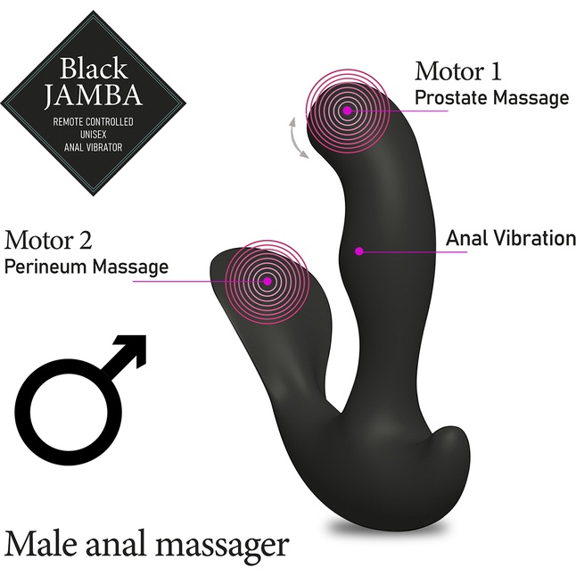 Универсальный анальный массажер Black Jamba Anal Vibrator - 12 см. Фотография 2.