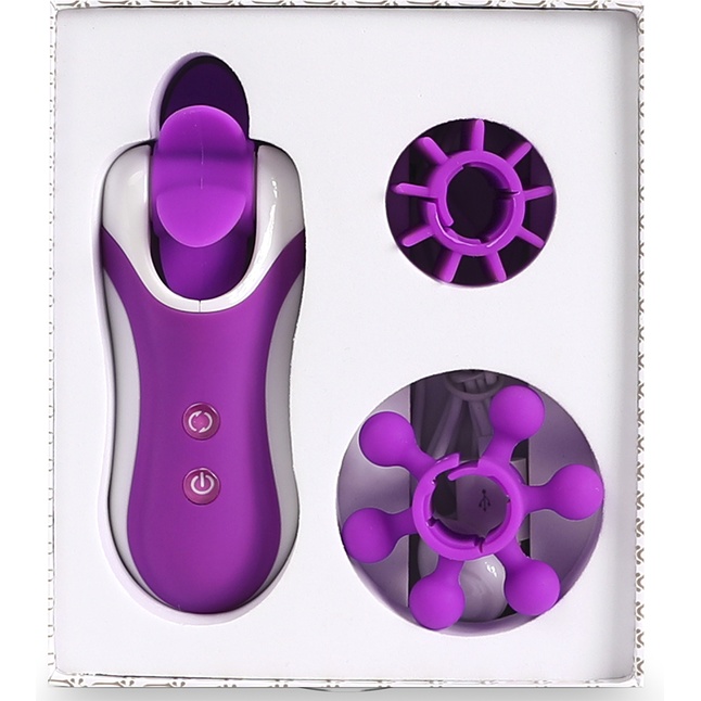 Фиолетовый оросимулятор Clitella со сменными насадками для вращения. Фотография 5.