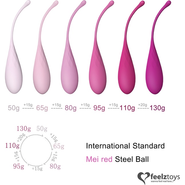 Набор из 6 розовых вагинальных шариков FemmeFit Pelvic Muscle Training Set. Фотография 3.
