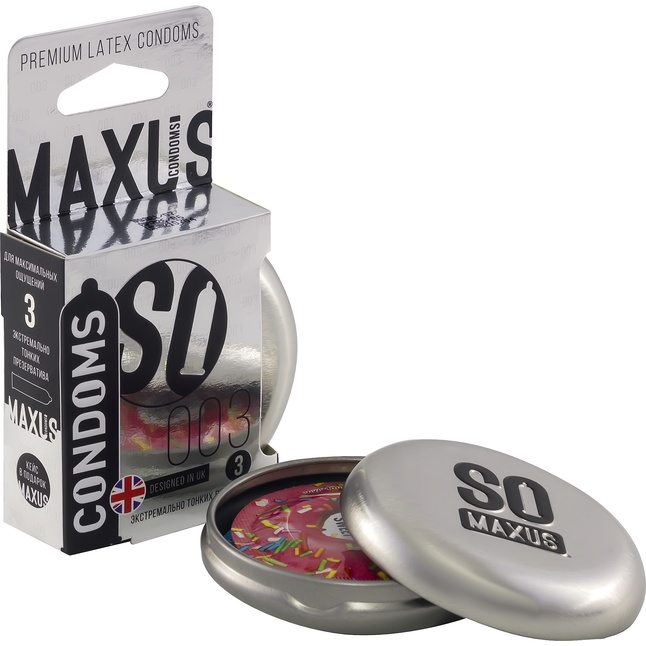 Экстремально тонкие презервативы в железном кейсе MAXUS Extreme Thin - 3 шт. Фотография 2.